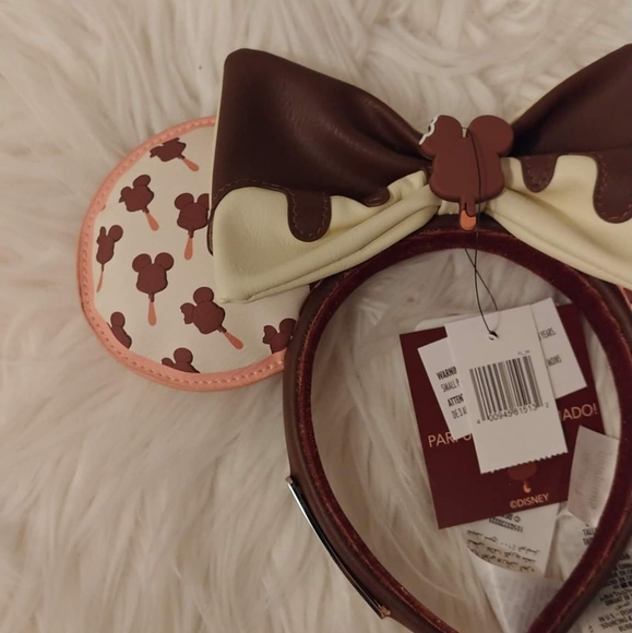 🤎FIRM! NWT DISNEY PARKS LOUNGEFLY MICKEY ICE CREAM BAR MINNIE MOUSE EAR HEADBAN - Picture 5 of 12
